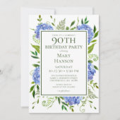 Invitation Surprise 90e anniversaire Blue Hydrangeas (Devant)