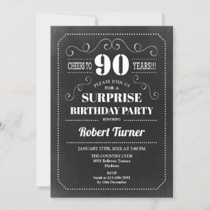 Invitation Surprise 90e anniversaire - Chalkboard
