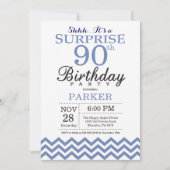 Invitation Surprise 90e Anniversaire Chevron Bleu (Devant)