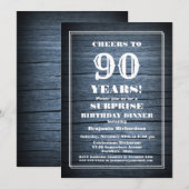 Invitation Surprise 90e anniversaire Country Wood Dinner Part (Devant / Derrière)