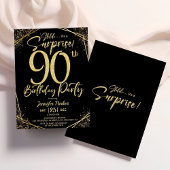 Invitation Surprise 90e anniversaire de fête Black & Gold Par