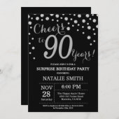Invitation Surprise 90e anniversaire Diamant noir et argent (Devant / Derrière)
