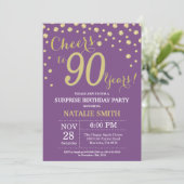 Invitation Surprise 90e anniversaire Diamant violet et or (Debout devant)