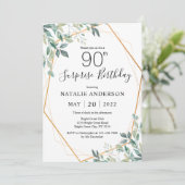 Invitation Surprise 90e anniversaire Eucalyptus Verdure & Or (Debout devant)