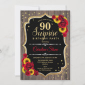 Invitation Surprise 90e anniversaire - Fleurs de soleil rusti (Devant)