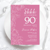 Invitation Surprise 90e anniversaire - Floral Pink