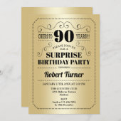 Invitation Surprise 90e anniversaire - Gold Black (Devant / Derrière)