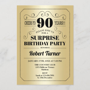 Invitation Surprise 90e anniversaire - Gold Black