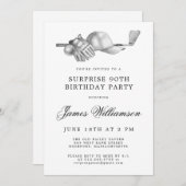 Invitation SURPRISE 90e Anniversaire Golf Thème (Devant / Derrière)