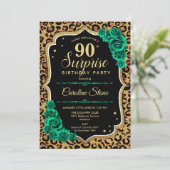 Invitation Surprise 90e anniversaire - Leopard Black Gold Ros (Debout devant)