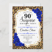 Invitation Surprise 90e anniversaire - Leopard Gold Royal Blu (Devant)