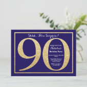 Invitation Surprise 90e anniversaire Marine Blue and Gold Par (Debout devant)