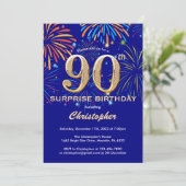 Invitation Surprise 90e anniversaire Marine Blue & Gold Firew (Debout devant)