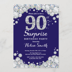 Invitation Surprise 90e anniversaire Marine Blue Silver Diamo