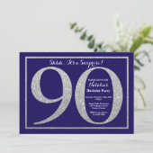 Invitation Surprise 90e anniversaire Marine Blue Silver Parti (Debout devant)