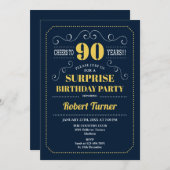 Invitation Surprise 90e anniversaire - Marine Gold (Devant / Derrière)