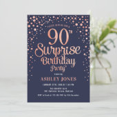 Invitation Surprise 90e anniversaire - Marine & Rose Gold (Debout devant)