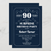 Invitation Surprise 90e anniversaire - Navy Blue (Devant / Derrière)