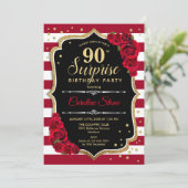 Invitation Surprise 90e anniversaire - Noir Blanc Rouge (Debout devant)