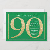 Invitation Surprise 90e anniversaire Parties scintillant vert (Devant)