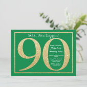 Invitation Surprise 90e anniversaire Parties scintillant vert (Debout devant)