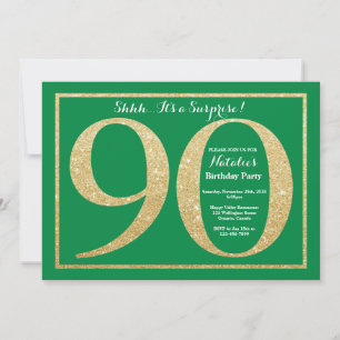 Invitation Surprise 90e anniversaire Parties scintillant vert