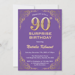 Invitation Surprise 90e anniversaire Parties scintillant viol