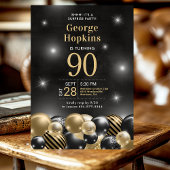 Invitation Surprise 90e anniversaire Photo Black Gold Ballons