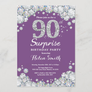 Invitation Surprise 90e anniversaire Purple et Silver Diamond