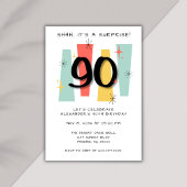 Invitation Surprise 90e anniversaire Retro Midsiècle moderne