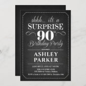 Invitation Surprise 90e anniversaire - tableau noir blanc (Devant / Derrière)