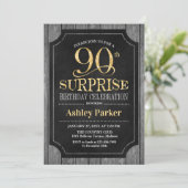 Invitation Surprise 90e fête d'anniversaire - Chalkboard Gold (Debout devant)