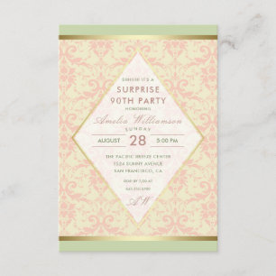 Invitation Surprise 90e fête d'anniversaire   Damask Diamond 