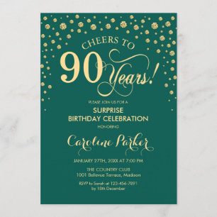Invitation Surprise 90e fête d'anniversaire - Emerald Green G