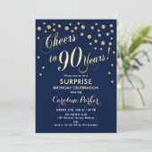 Invitation Surprise 90e fête d'anniversaire - Gold Navy (Debout devant)