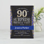 Invitation Surprise 90e fête d'anniversaire - Gold Navy Blue (Debout devant)