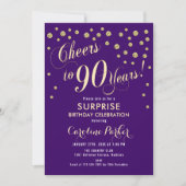 Invitation Surprise 90e fête d'anniversaire - Gold Purple (Devant)