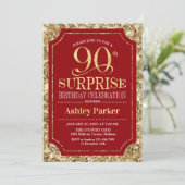 Invitation Surprise 90e fête d'anniversaire - Gold Red (Debout devant)