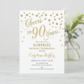 Invitation Surprise 90e fête d'anniversaire - Gold White (Debout devant)