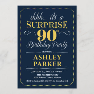 Invitation Surprise 90e fête d'anniversaire - Marine Gold