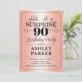 Invitation Surprise 90e fête d'anniversaire - Rose Gold (Debout devant)