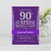 Invitation Surprise 90e fête d'anniversaire - Silver Purple (Debout devant)