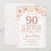 Invitation Surprise 90e fête d'anniversaire - White Rose Gold (Devant / Derrière)