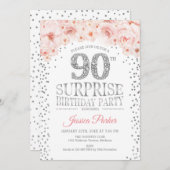 Invitation Surprise 90e fête d'anniversaire - White Silver Pi (Devant / Derrière)