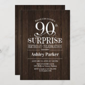 Invitation Surprise 90e fête d'anniversaire - Wood (Devant / Derrière)