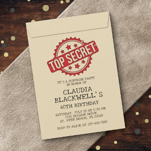 Invitation Surprise Amusement Top Secret Anniversaire