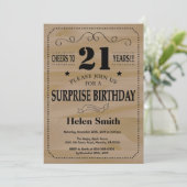 Invitation Surprise Anniversaire 21 ans Bois Rustique (Debout devant)