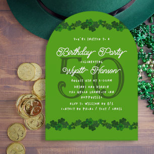 Invitation Surprise Anniversaire Adulte Shamrocks Vert Irland