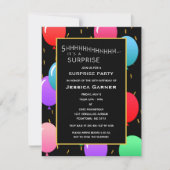Invitation Surprise Anniversaire Ballons et Confetti âge pers (Devant)