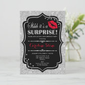 Invitation Surprise Anniversaire - Black Red Silver (Debout devant)